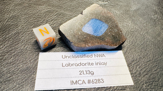 Meteorite with Beautiful Blue Labarodite Inlay