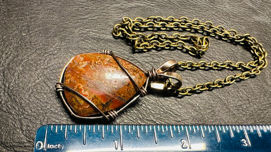 Shield-drop Shaped Wire Wrapped Jasper