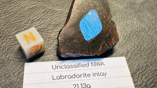 Meteorite with Beautiful Blue Labarodite Inlay
