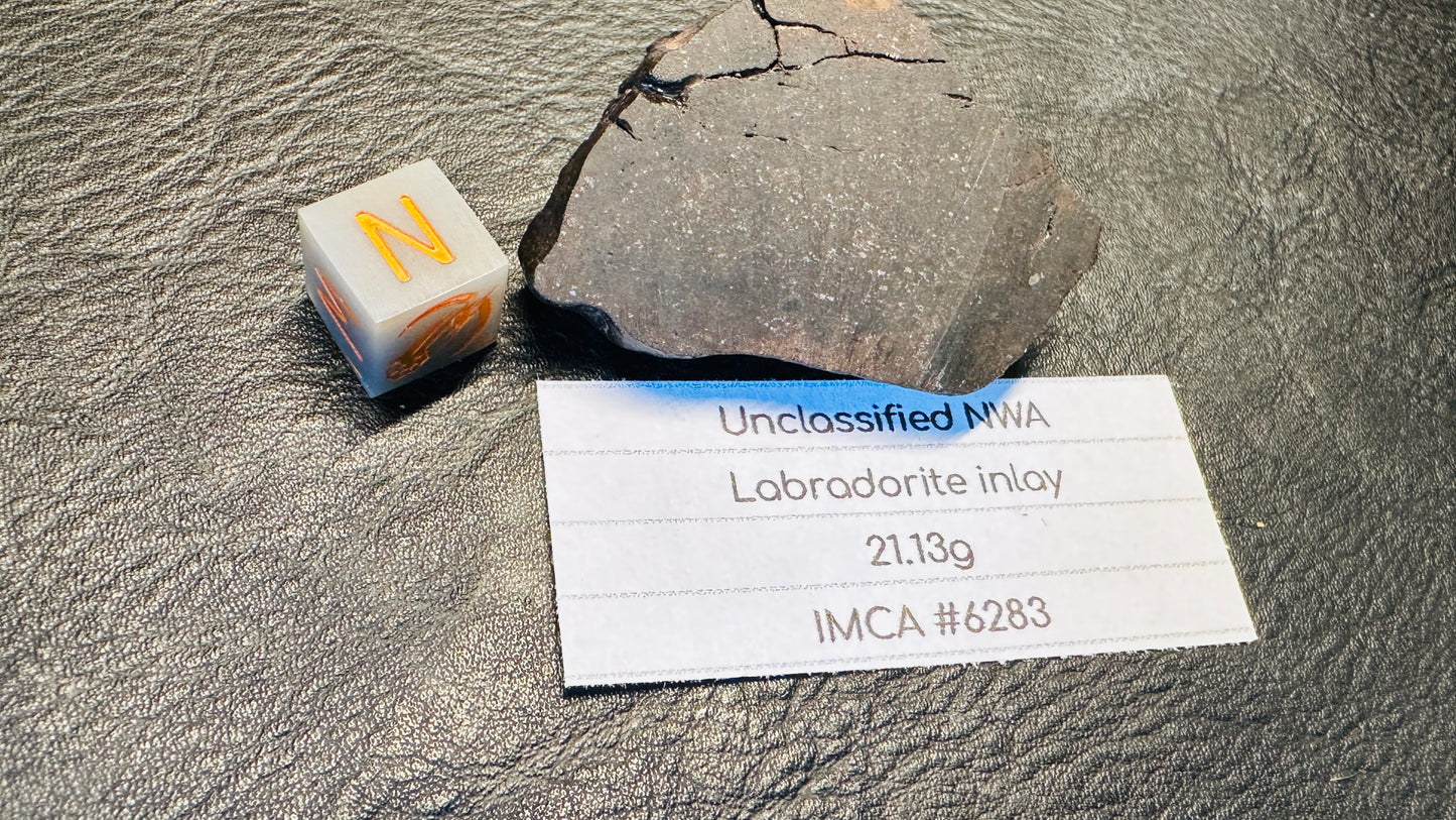 Meteorite with Beautiful Blue Labarodite Inlay