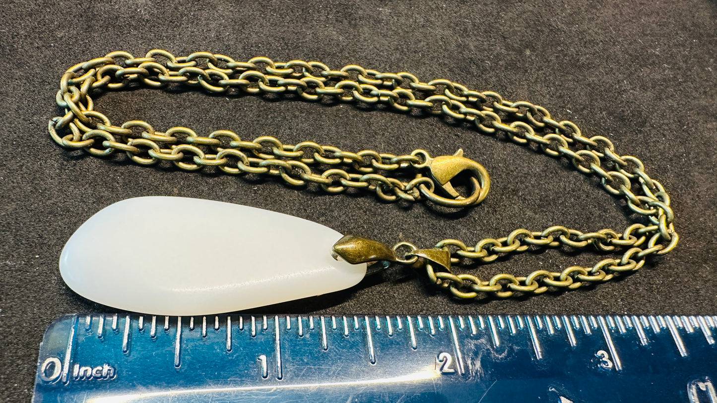 White Drop Antique Glass Necklace