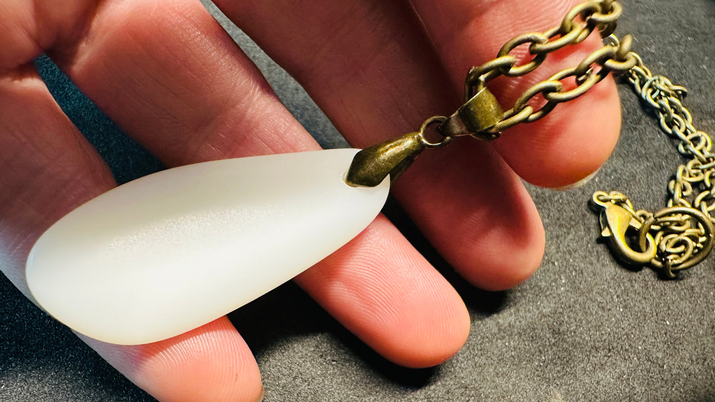 White Drop Antique Glass Necklace