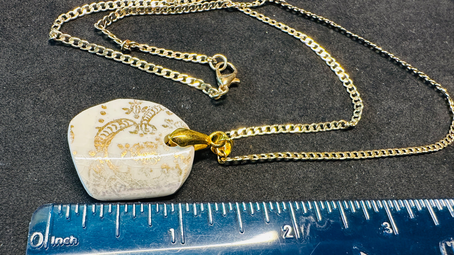 Old Gold Antique Glass Necklace