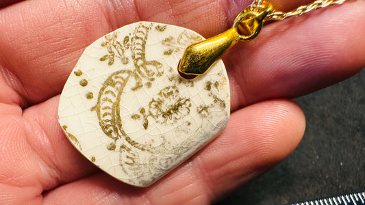 Old Gold Antique Glass Necklace