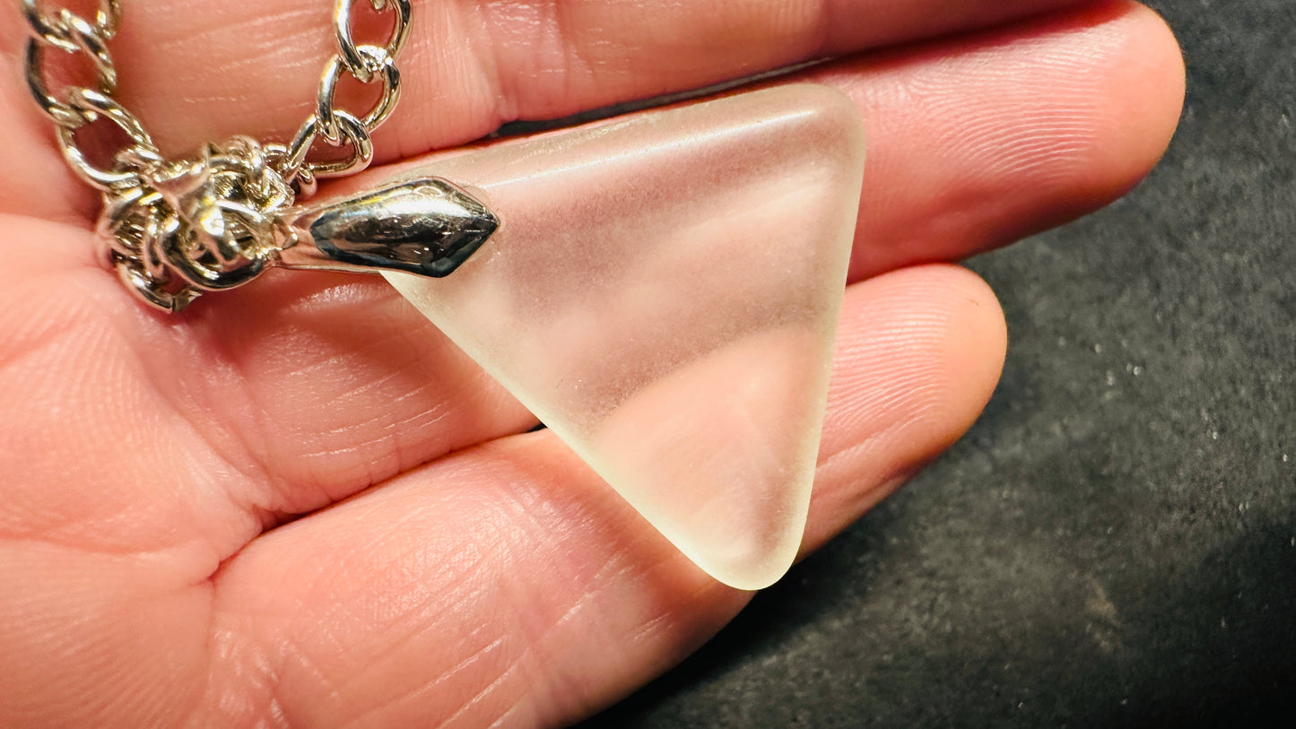 Green Glass Triangle Necklace