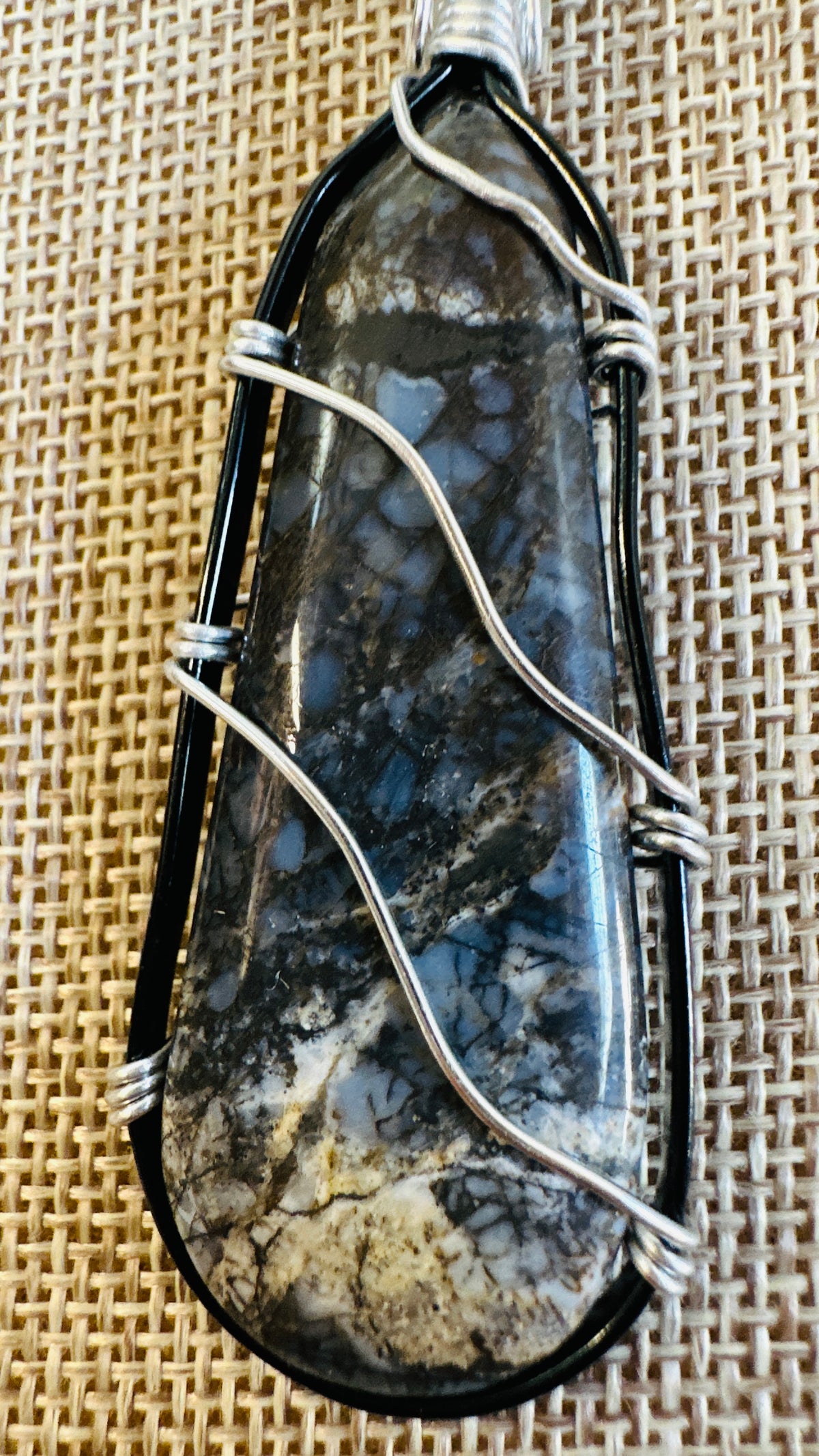 Blue On Black, Wire-Wrapped Necklace