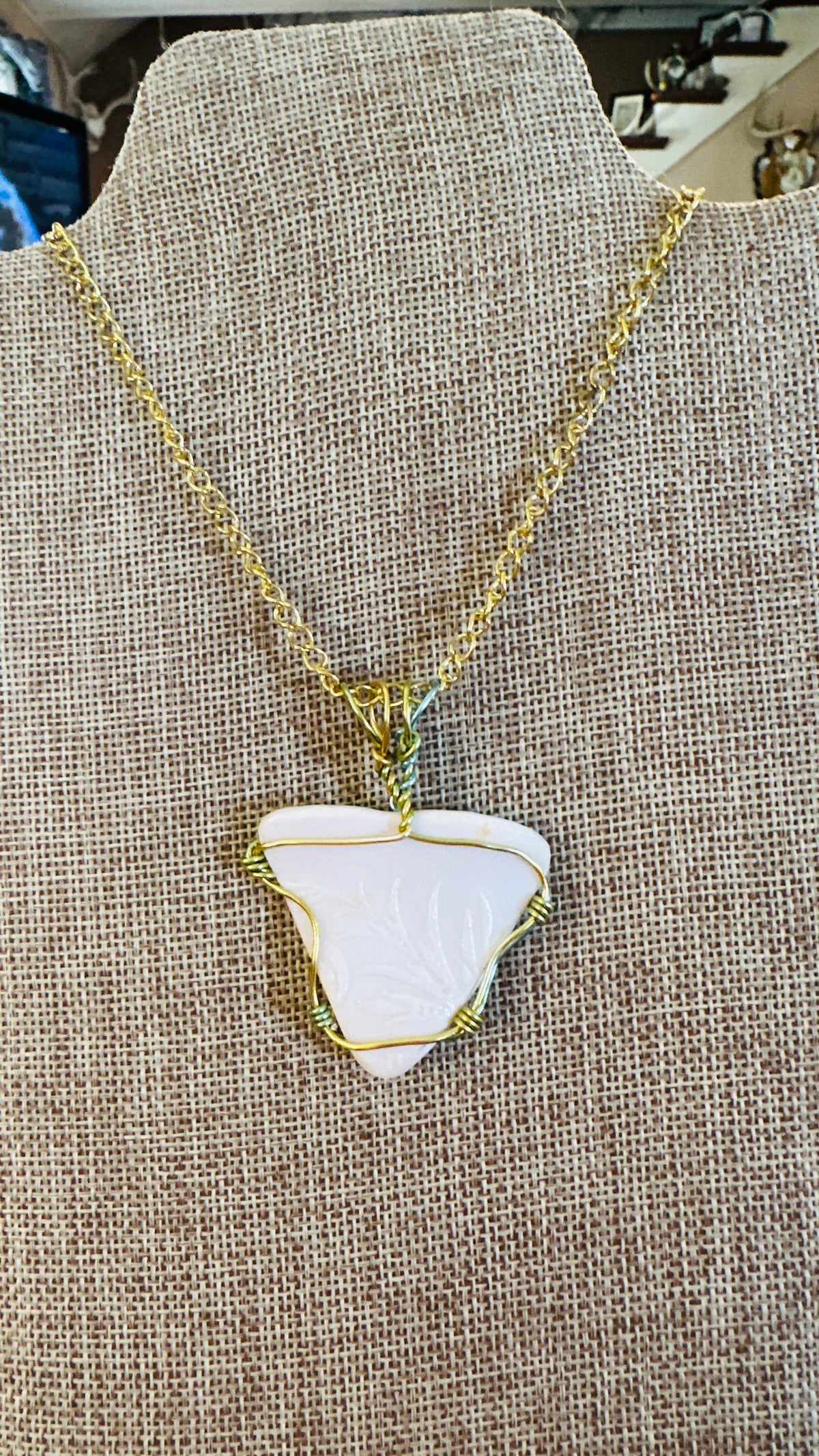 Glow Baby Glow, Antique Uranium Glass Necklace