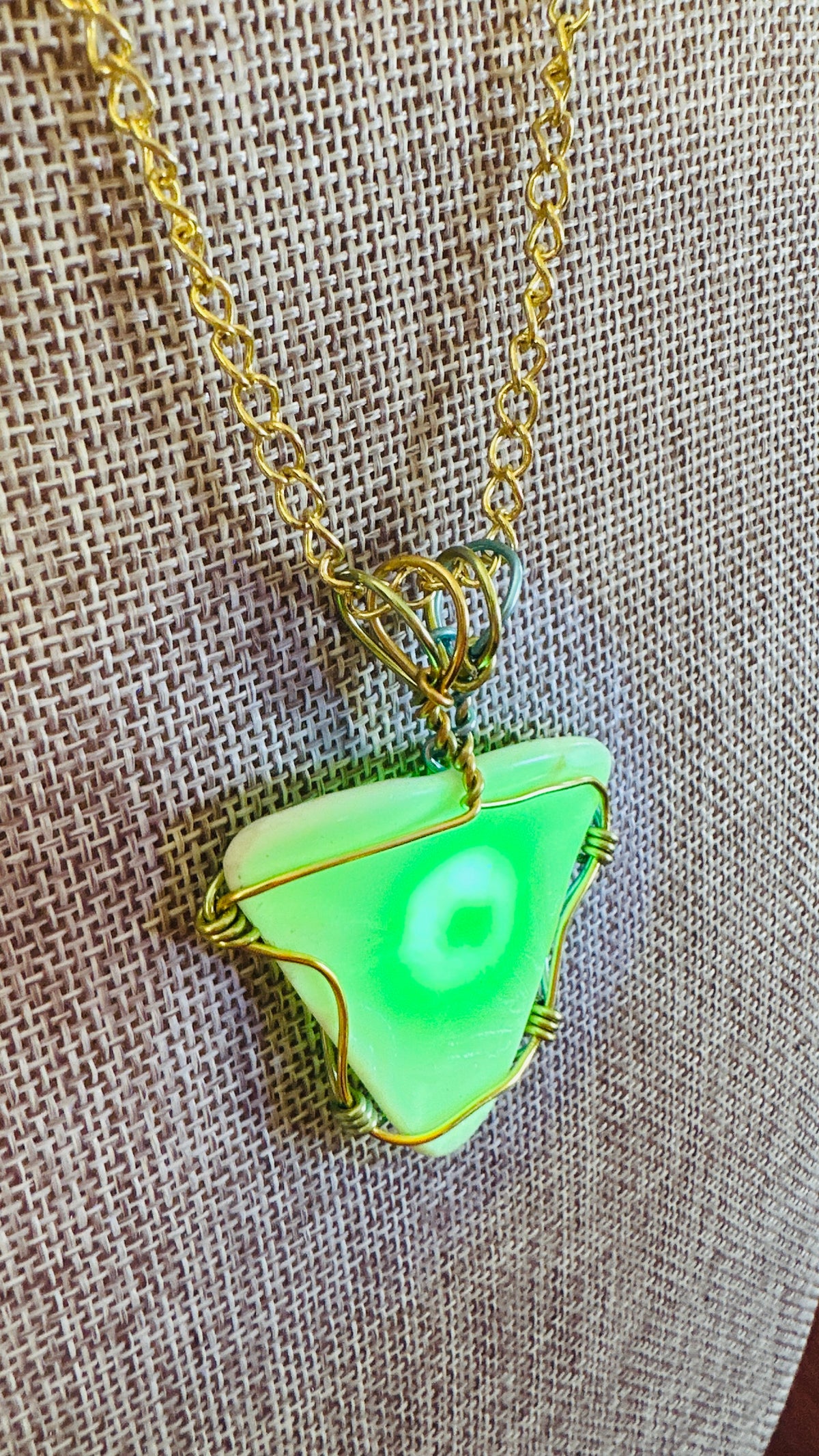 Glow Baby Glow, Antique Uranium Glass Necklace