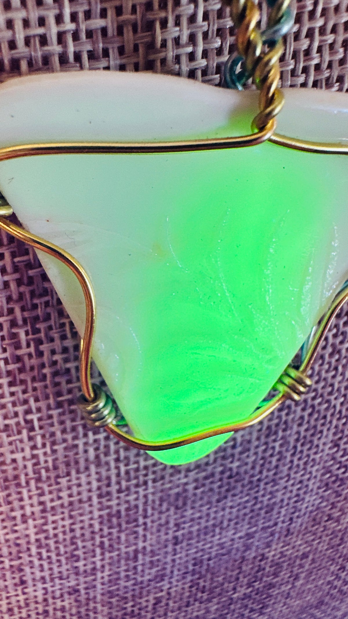 Glow Baby Glow, Antique Uranium Glass Necklace